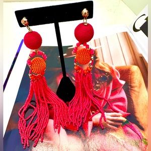 BUNDLE ME! Fuchsia & Orange Bauble & Beaded Drop Earrings